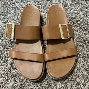 Sorel Sandals Women’s Brown Leather  Roaming Buckle Slides Size 10